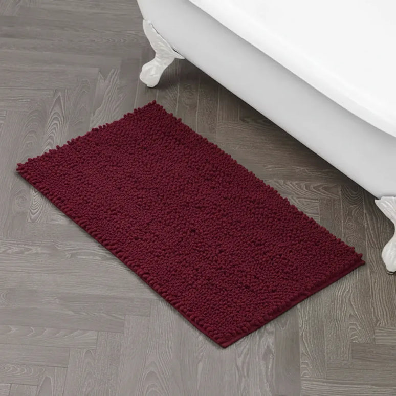 Covoraș baie din Chenille moale, strat antiderapant, 45×70 cm, Vișiniu