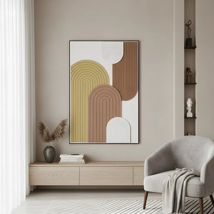 Tablou geometric în tonuri pământii – 120×80 cm | Olivy