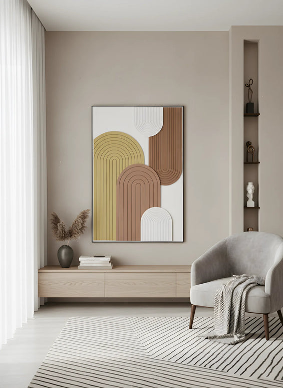 Tablou geometric în tonuri pământii – 120×80 cm | Olivy