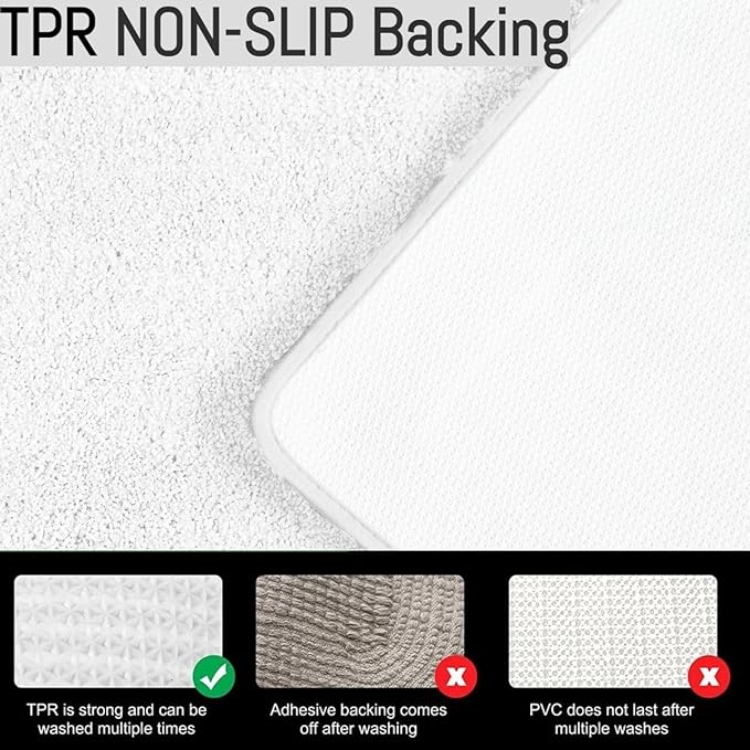 Covoraș baie din microfibră supersoft, antiderapant TRP, 45×75 cm, Alb