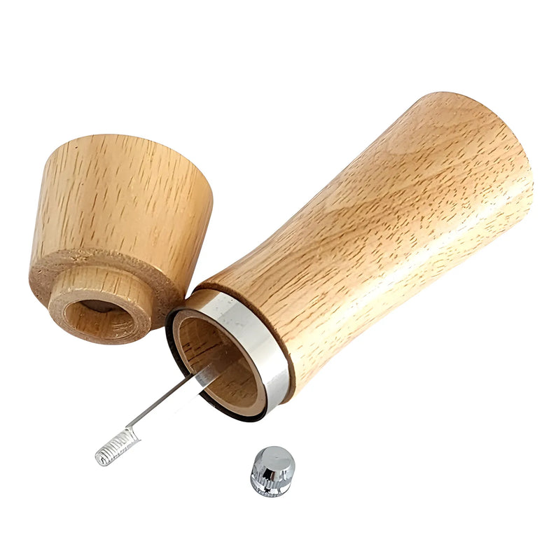 Râșniță sare/piper din lemn, 16 cm, mecanism din inox reglabil, natur