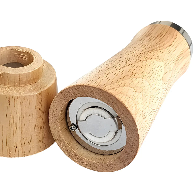 Râșniță sare/piper din lemn, 16 cm, mecanism din inox reglabil, natur