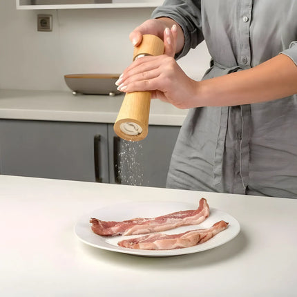 Râșniță sare/piper din lemn, 16 cm, mecanism metalic reglabil, natur dark