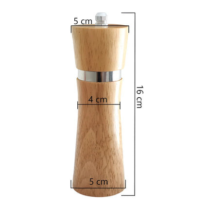 Râșniță sare/piper din lemn, 16 cm, mecanism din inox reglabil, natur