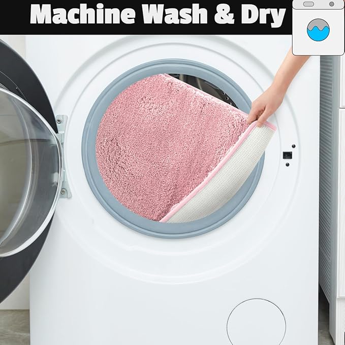 Covoraș baie din microfibră supersoft, antiderapant TRP, 45×75 cm, Roz deschis