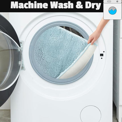 Covoraș baie din microfibră supersoft, antiderapant TRP, 45×75 cm, Albastru deschis