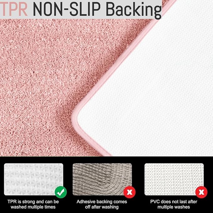Covoraș baie din microfibră supersoft, antiderapant TRP, 45×75 cm, Roz deschis
