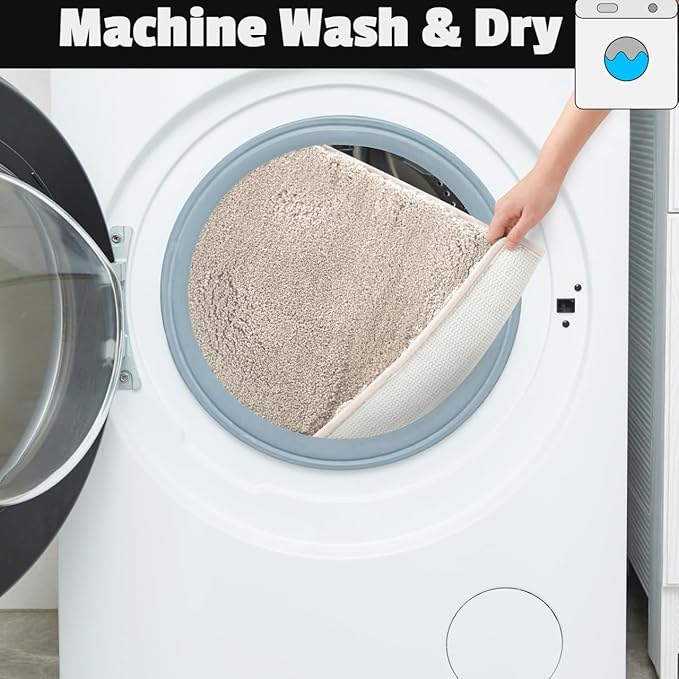 Covoraș baie din microfibră supersoft, antiderapant TRP, 45×75 cm, Bej