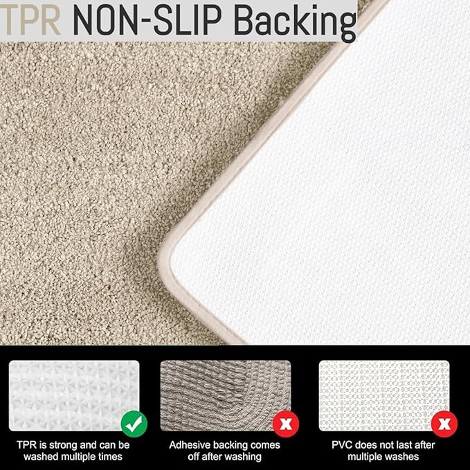 Covoraș baie din microfibră supersoft, antiderapant TRP, 45×75 cm, Bej