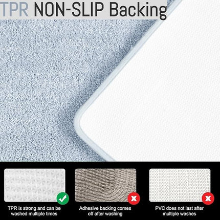 Covoraș baie din microfibră supersoft, antiderapant TRP, 45×75 cm, Albastru deschis