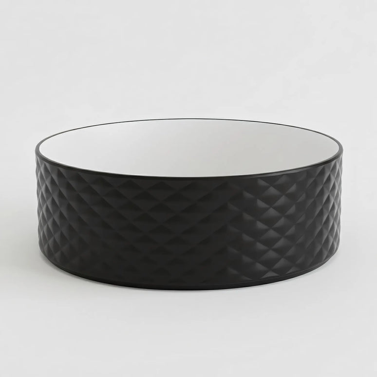 Lavoar rotund ceramic 787-CBKW-MRS – exterior negru texturat, interior alb lucios