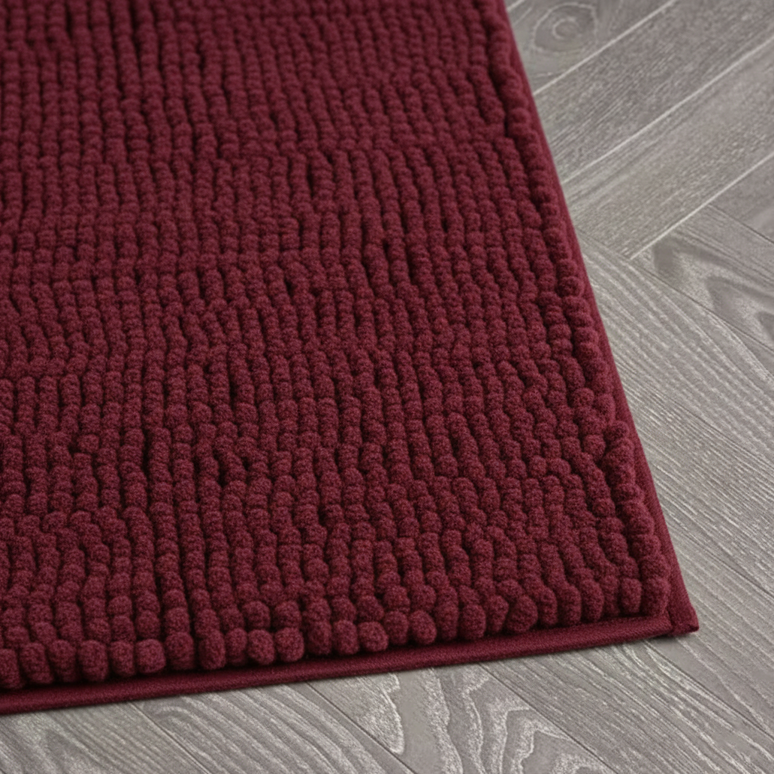 Covoraș baie din Chenille moale, strat antiderapant, 45×70 cm, Vișiniu