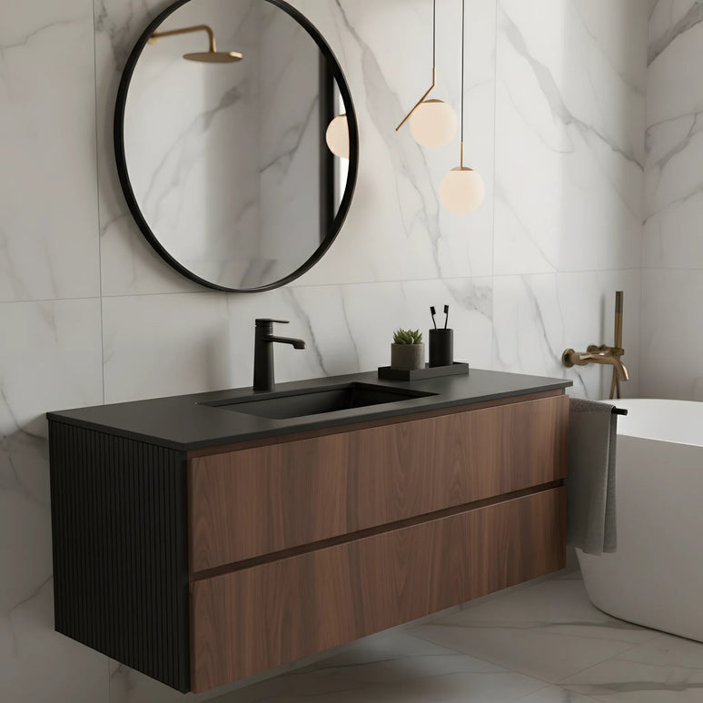 Baterie lavoar negru mat – design modern din alamă solidă