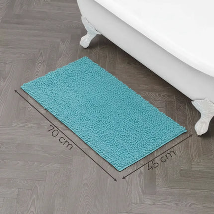 Covoraș baie din Chenille moale, strat antiderapant, 45×70 cm, Albastru
