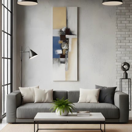 Tablou abstract cu detalii metalice – 50×150 cm | Olivy