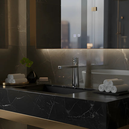 Baterie lavoar crom lucios cu textură fațetată – design contemporan din alamă solidă