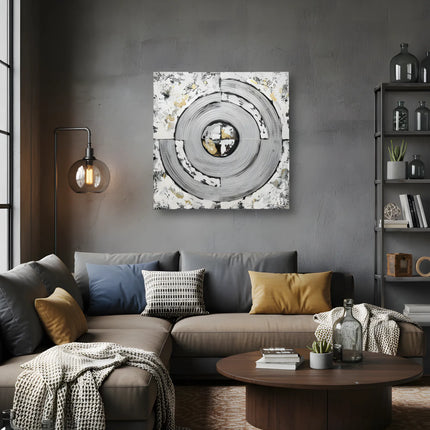 Tablou concentric alb-gri – 80×80 cm | Olivy