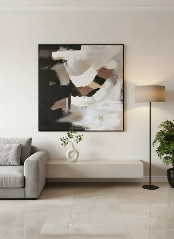 Tablou abstract în tonuri calde – 102×102 cm | Olivy