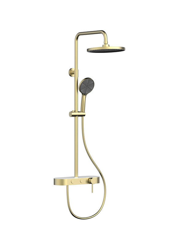 Set duș 2 funcții – finisaj auriu periat, design modern din oțel inoxidabil