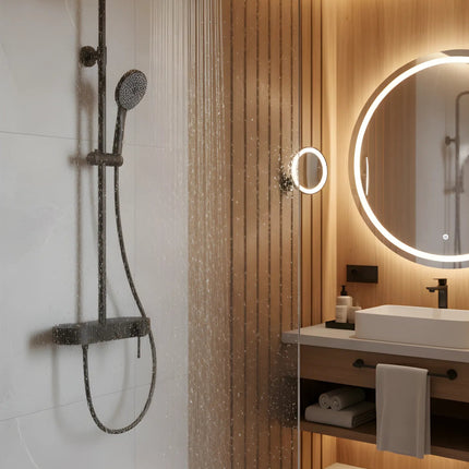 Set duș 2 funcții – finisaj negru mat, design modern din oțel inoxidabil