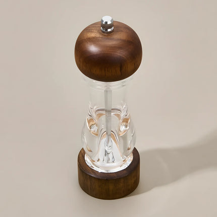 Râșniță piper din lemn și acril, mecanism reglabil, 19×6 cm