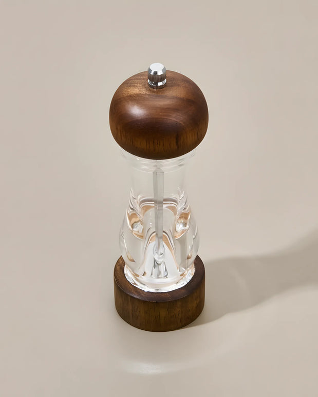 Râșniță piper din lemn și acril, mecanism reglabil, 19×6 cm