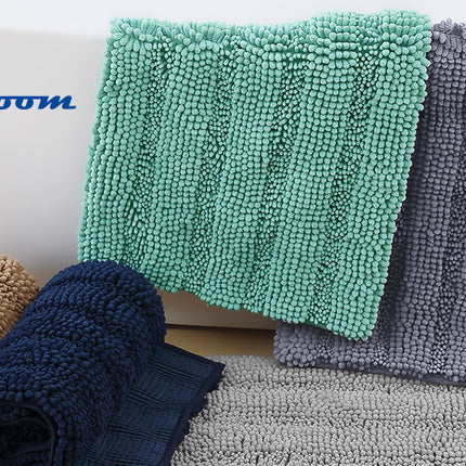 Covoraș baie din Chenille moale, strat antiderapant, 45×70 cm, Gri inchis