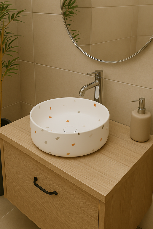 Lavoar Terrazzo  Alb pe blat  A524-DC01