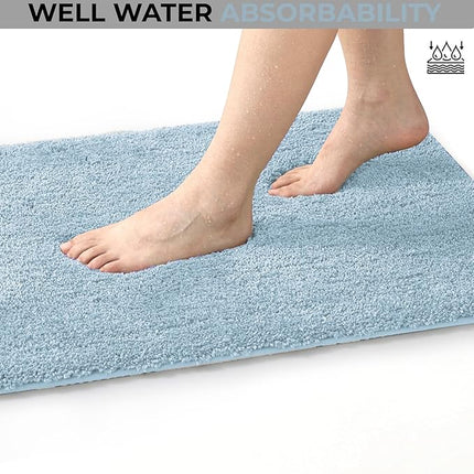 Covoraș baie din microfibră supersoft, antiderapant TRP, 45×75 cm, Albastru deschis