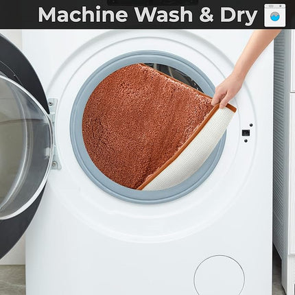 Covoraș baie din microfibră supersoft, antiderapant TRP, 45×75 cm, Somon cald