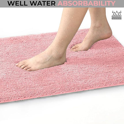Covoraș baie din microfibră supersoft, antiderapant TRP, 45×75 cm, Roz deschis