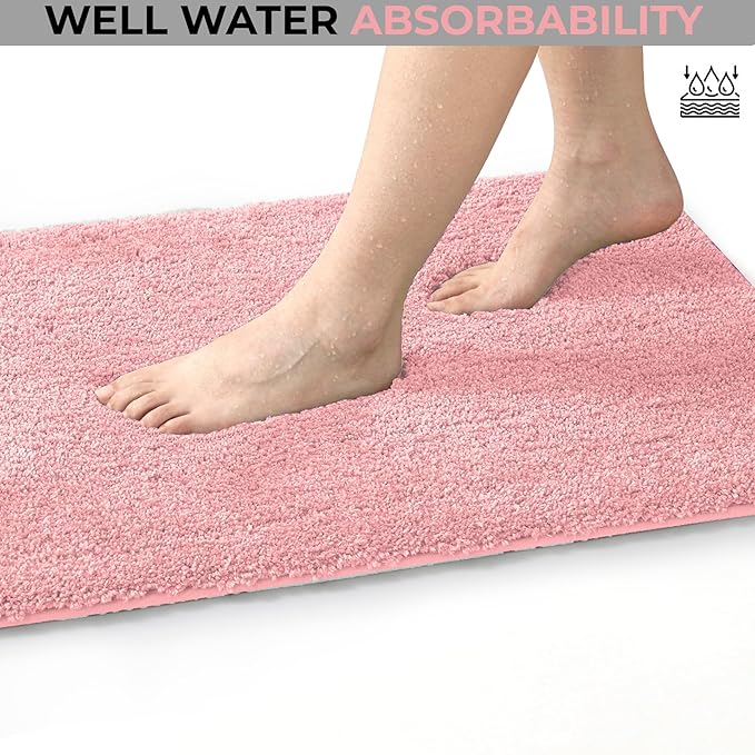 Covoraș baie din microfibră supersoft, antiderapant TRP, 45×75 cm, Roz deschis