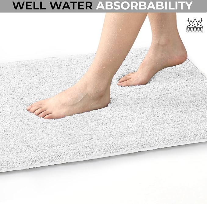 Covoraș baie din microfibră supersoft, antiderapant TRP, 45×75 cm, Alb