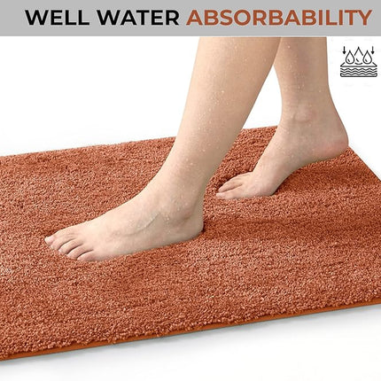 Covoraș baie din microfibră supersoft, antiderapant TRP, 45×75 cm, Somon cald