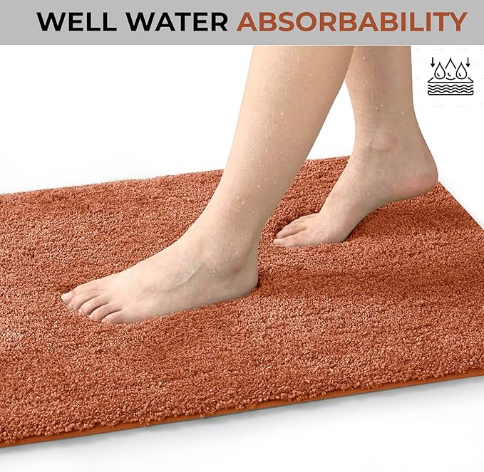 Covoraș baie din microfibră supersoft, antiderapant TRP, 45×75 cm, Somon cald