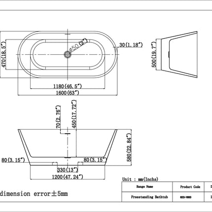 Cadă freestanding din acril Luma