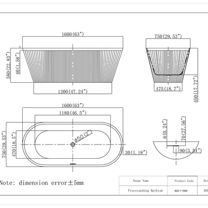 Cadă freestanding din acril Nira