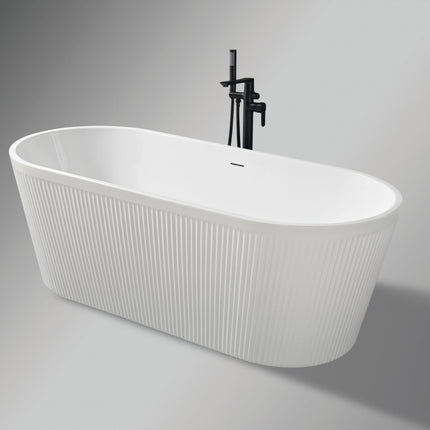 Cadă freestanding din acril alb lucios Nira – vedere laterală