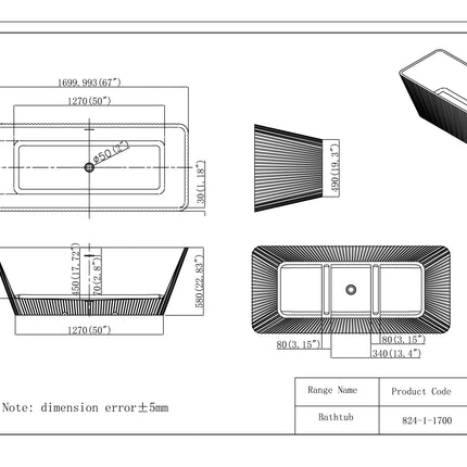 Cadă freestanding din acril Sora Line