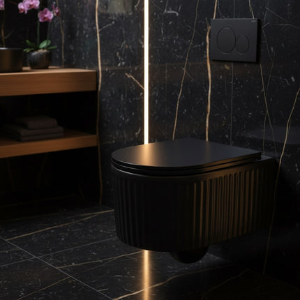 Vas WC Suspendat Black Ribbed Matte