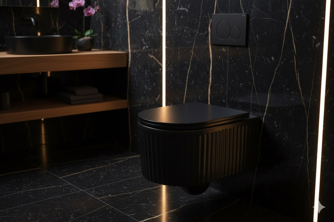 Vas WC Suspendat Black Ribbed Matte