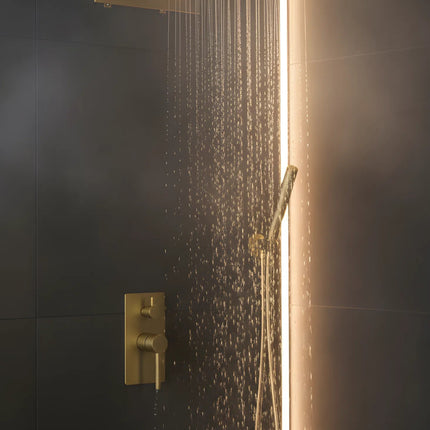 Set duș încastrat 2 funcții – finisaj auriu periat, design modern din alamă solidă