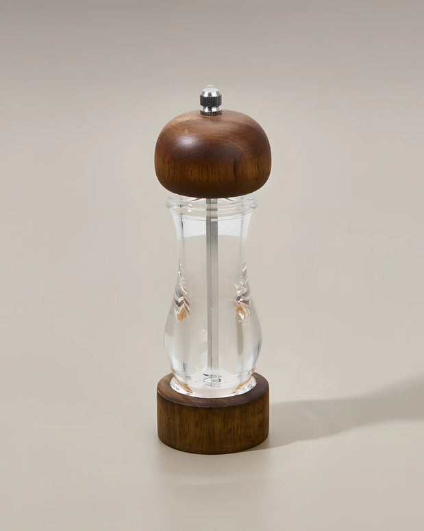 Râșniță piper din lemn și acril, mecanism reglabil, 19×6 cm