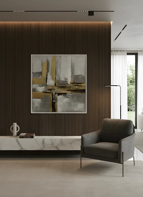 Tablou abstract cu accente aurii – 100×100 cm | Olivy