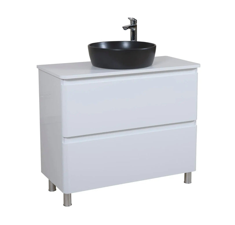 Mobilier de baie suspendat Accent alb, cu blat Aqua Rodos