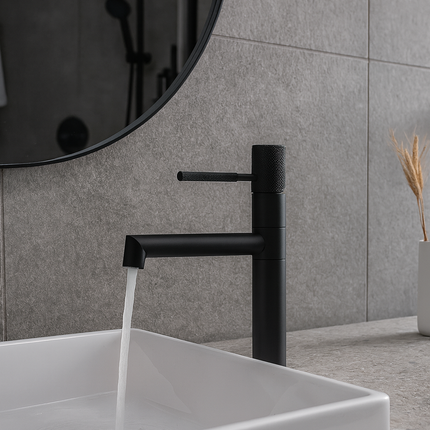 Baterie lavoar rotativă H-slim– inox premium, finisaj negru mat