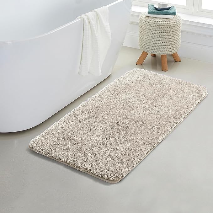 Covoraș baie din microfibră supersoft, antiderapant TRP, 45×75 cm, Bej