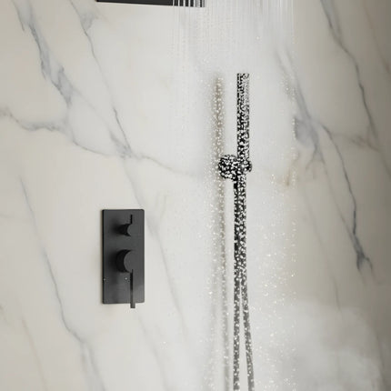 Set duș încastrat 2 funcții – finisaj negru mat, design modern din alamă solidă