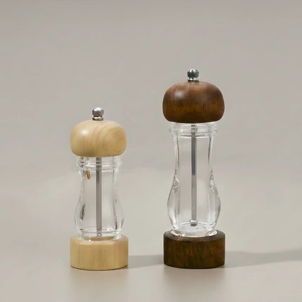 Râșniță piper din lemn și acril, mecanism reglabil, 19×6 cm