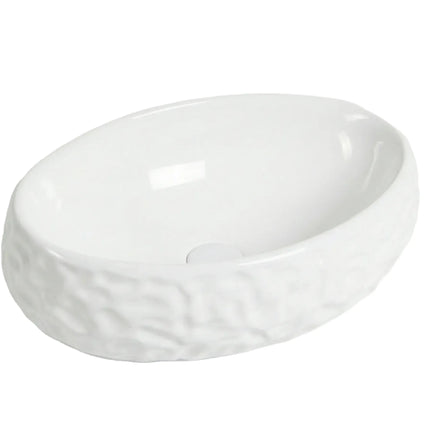 Lavoar ceramic oval A252BT – alb lucios, exterior reliefat